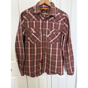 Orvis Shirt Mens Small Red Plaid Pearl Snap Button Up Western